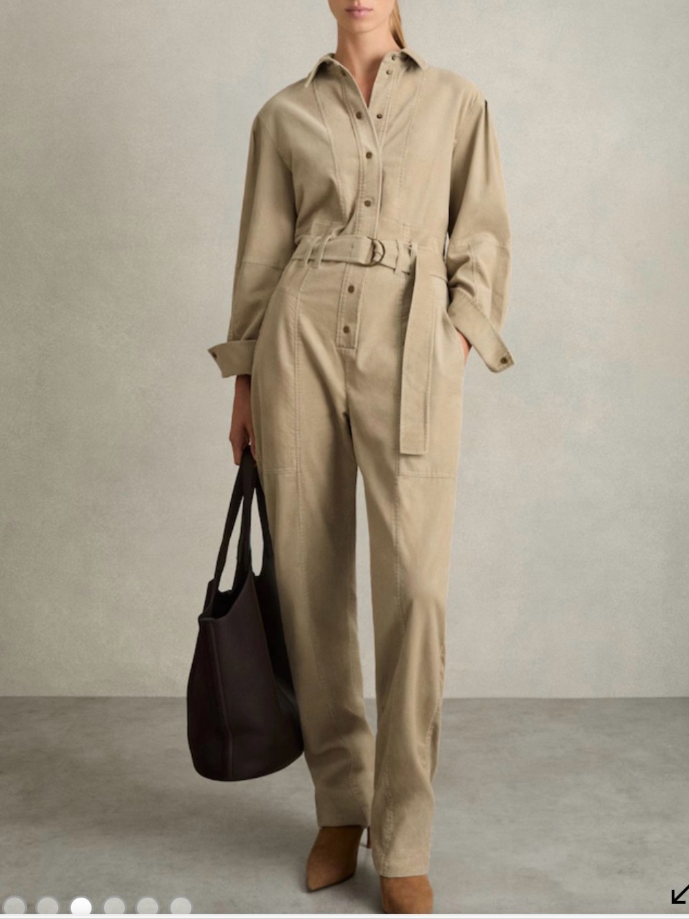 Mara
Cotton Corduroy Tapered Jumpsuit With Stretch in Neutral